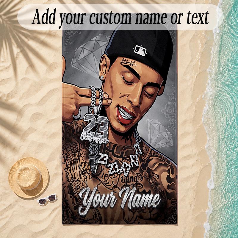 Beach TowelCentral Cee Custom Name Text Personalized Soft Towel for Beach Pool Indoor Home Decor Gift