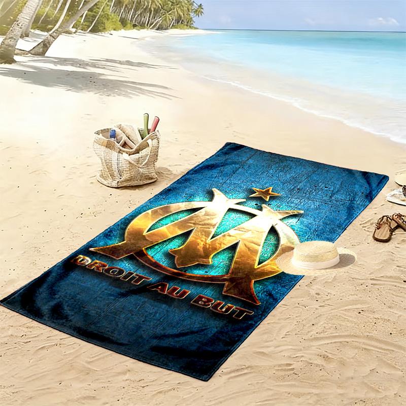 Asciugamano da Spiaggia Stampa Olympique de Marseille, Asciugamano Grande Morbido Asciugatura Rapida per Spiaggia Campeggio Nuoto