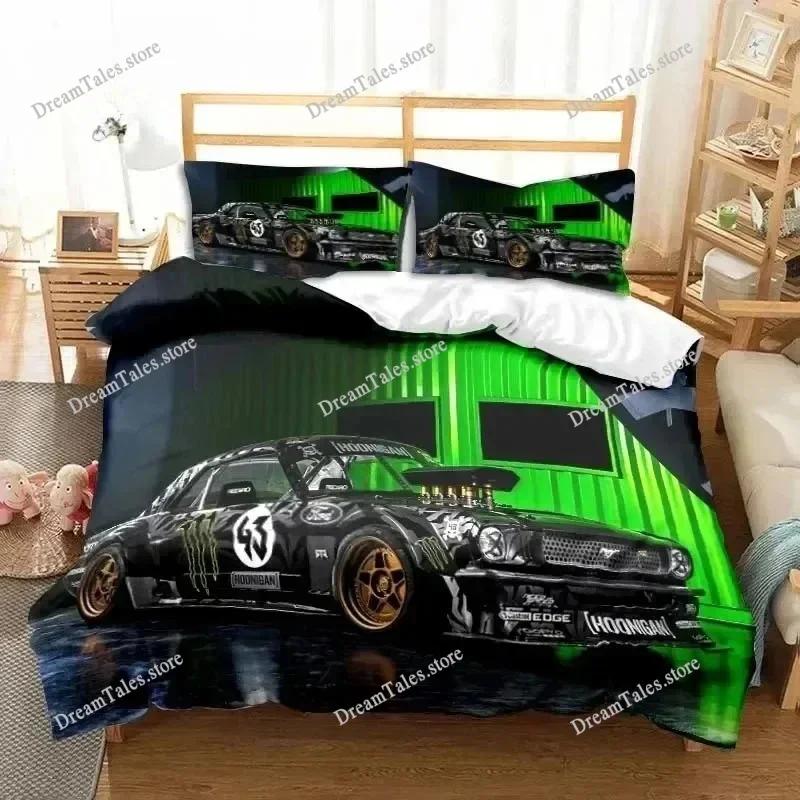 3D Print Drift Cars Cool Racing Car Bedding Set Duvet Cover Bed Set Quilt Cover Pillowcase Comforter King Queen Size Boys Adult3