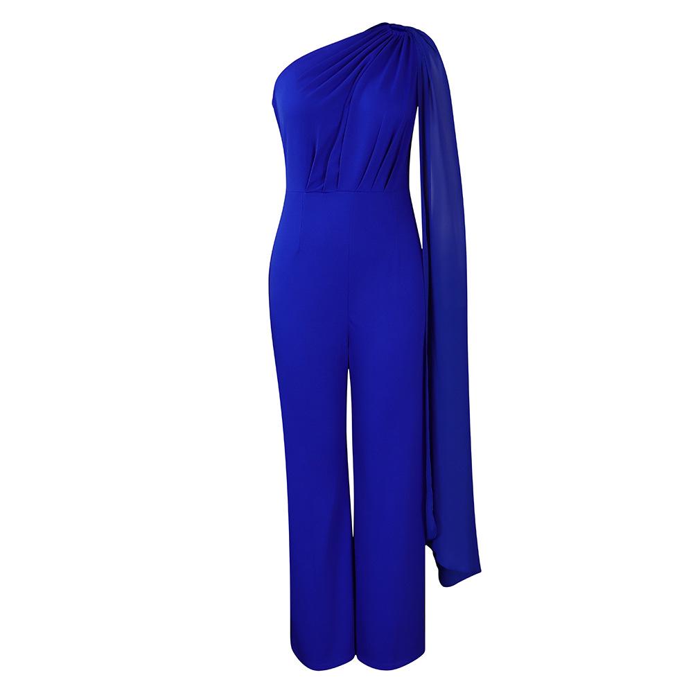 Dámské jednobarevné šaty na jedno rameno OL na banket a africký overal