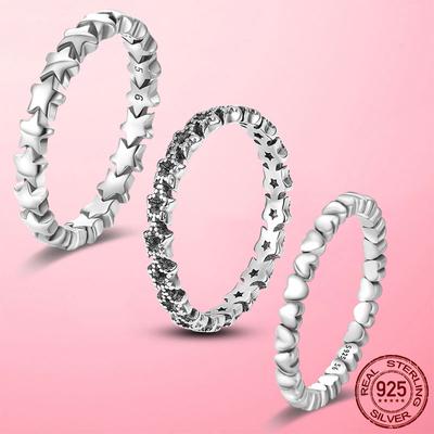 Women Original 925 Sterling Silver Rings Starfish Stackable Star Rings for Wedding Anniversary Party Fashion Silver Jewelry Ring