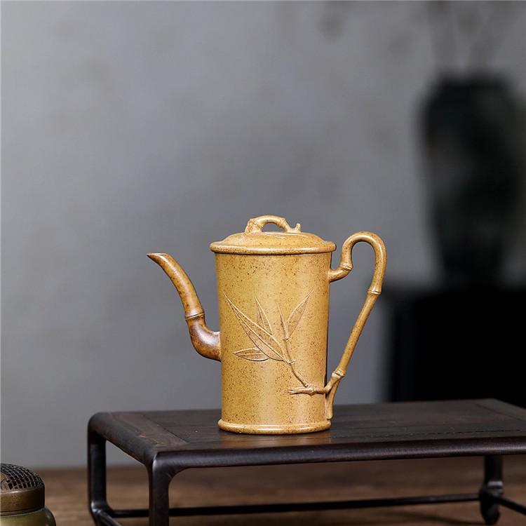 High Bamboo Section Yixing Zisha Teapot, Handmade Duan Ni, Original Ore, High-Temperature, Household Tea Pot and Set.