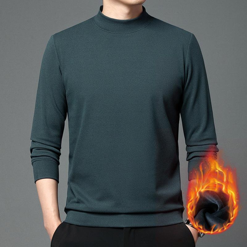 Men's Sweater Men's Autumn Mid-Autumn Turtleneck Bottom Shirt Youth Casual German Velvet Long Sleeve T-Shirt Knitted Sweater