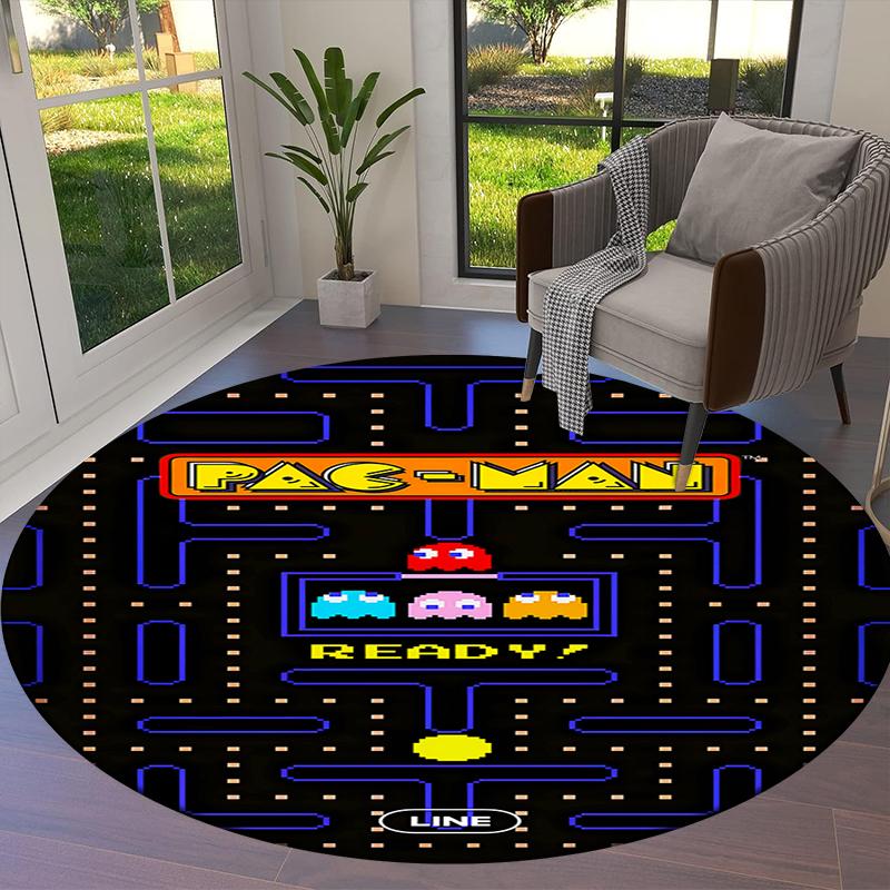 Pac-Man Round Area Rug,Carpet Rug for Living Room Bedroom Sofa Playroom Decor,Non-slip Floor Mat