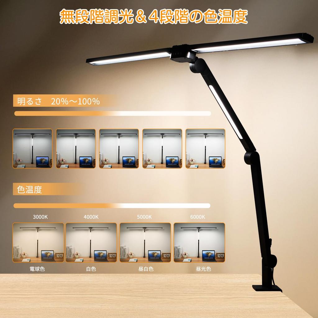 [Neu für 2025] RUNELVES Schreibtischleuchte [24W, 3 Lichtquellen, Umgebungslicht, 1700lm, Hohe Farbwiedergabe, Augenfreundlich, Mehrwinkelverstellung] Stufenlos