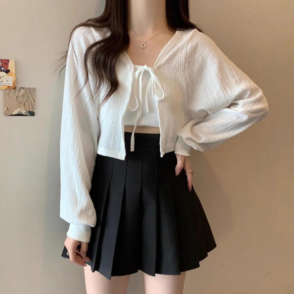 Copricostume Estivo Donna Leggero a Maniche Lunghe Cardigan Corto Casual Top Protezione Solare
