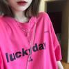 Summer short-sleeved medium and long T-shirt girl's new loose Harajuku ins solid color bottomed half-sleeved top