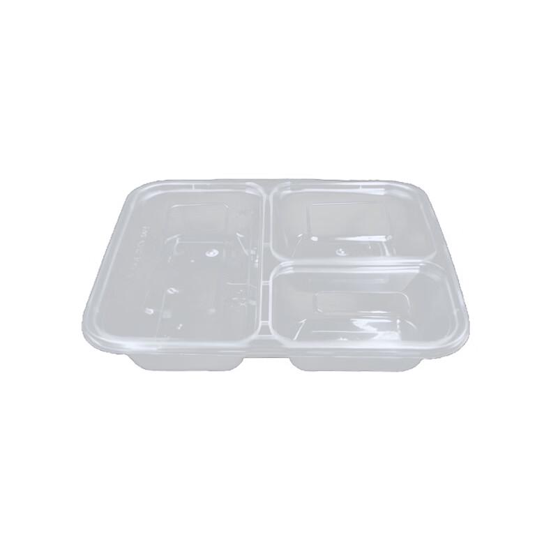Disposable 3-Compartment Meal Prep Container with Flat Lid