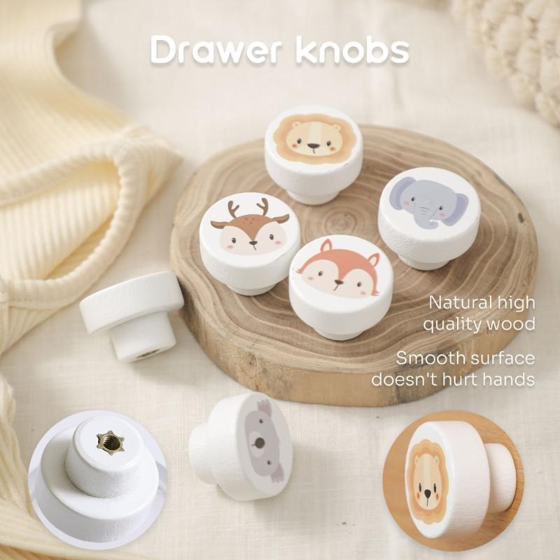 Attractive Animal Shape Round Wooden Drawer Handle Multifunctional Cabinet Pull