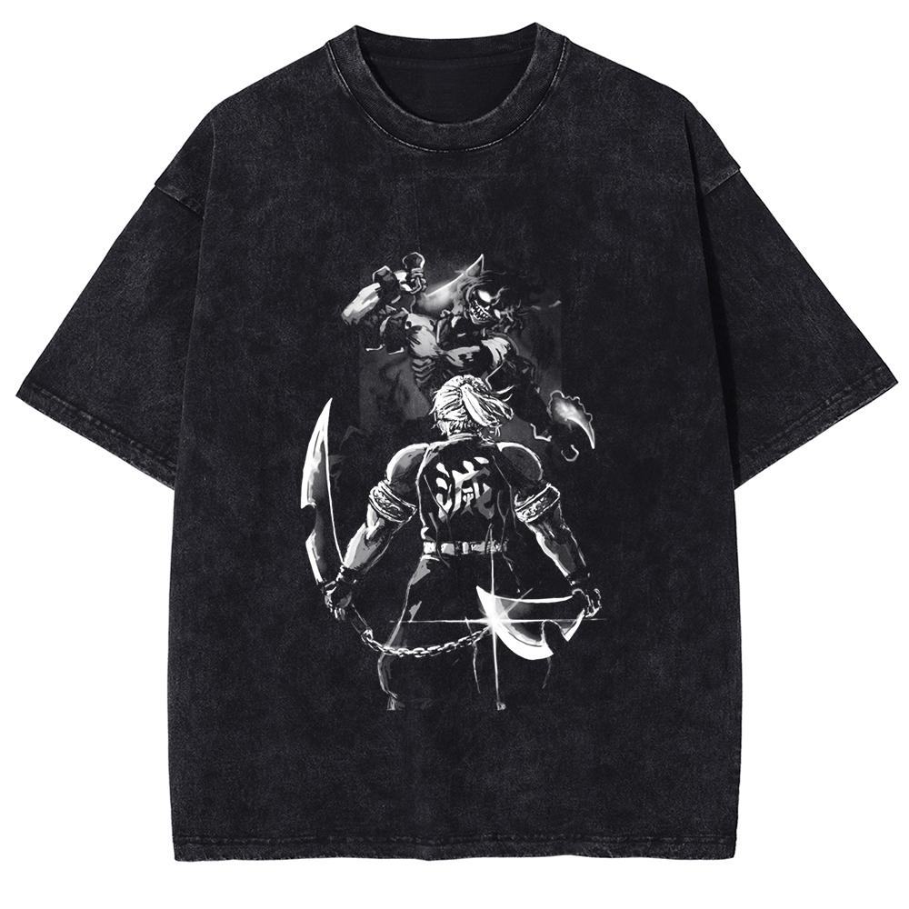 

Anime Fan Enthusiast T-shirt Summer Men s Washable T-shirt Japanese Anime Ghost Blade Pattern Clothing Gothic Style S
