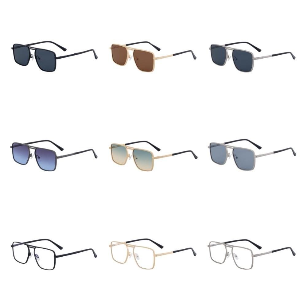 Punk Double Beam Sun Glasses Big Frame Men Eyewear Personalized Square Sunglasses  Unisex