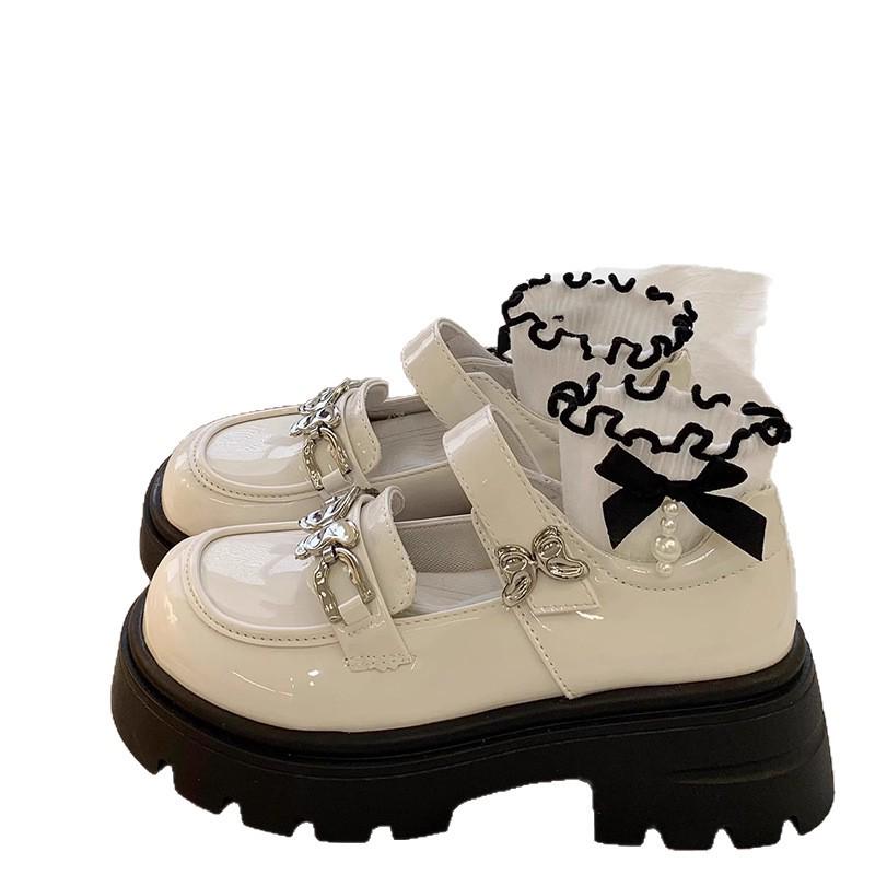 Girls' Black Leather Princess Shoes - 2025 Spring/Autumn Collection, Soft Sole, Fashionable and Stylish for Big and Little Kids