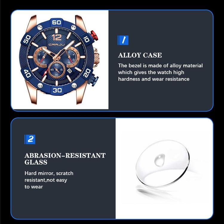 CRRJU2292L New Men's Fashion Watch Six-pin Belt Business Watch Calendar Atmosphere