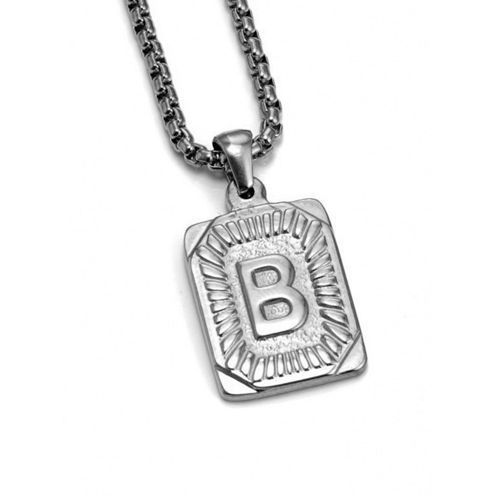 

Модное ожерелье из титановой стали с подвеской в виде карточки с буквой, унисекс, подходит для влюбленных, добавляет шарма B
