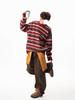 Unisex Retro Rot Gestreifter Mohair Pullover – Herbst/Winter Stil