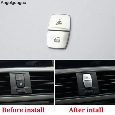 Angelgugouo For BMW 3 Series F30 F35 F34 2013-2018 Car Warning Light Button Cover Frame Sticker