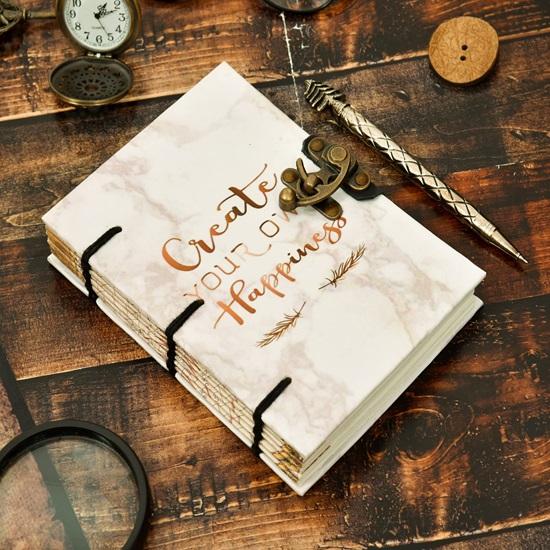 17.78 Cm Motivational Quotes Diary 250Gsm Paper Recycled Cotton Free Handmade Paper Diary with Lock