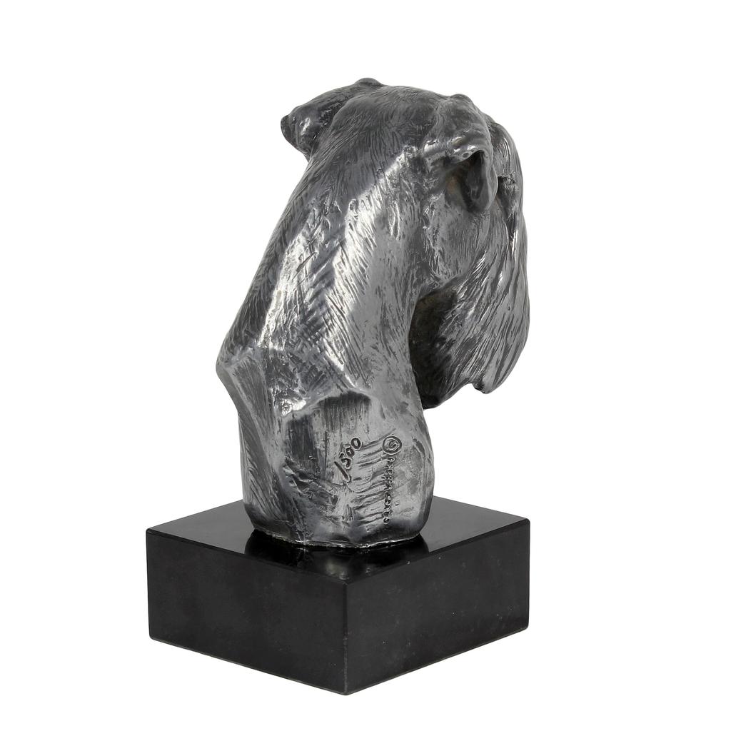 Schnauzer I - Figur auf Marmor, mit silbernem Metall überzogen, handgefertigt, Marke Art-Dog