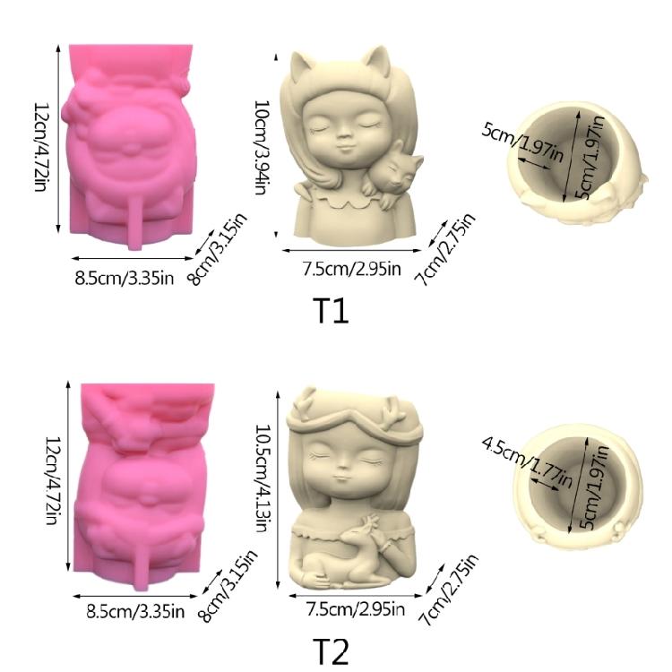 Girl and Puppy Succulent Planter Resin Mold Pen Holder Resin Cement Molds DIY