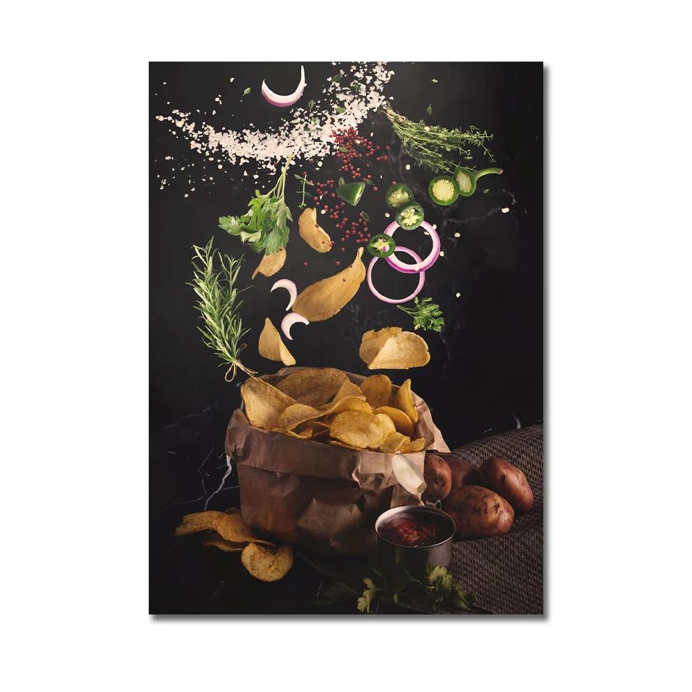 Köksposter Pizza Biff Sallad Hamburgare Burrito Bilder Restaurang Väggkonst Tryck Västkök Canvasmålning Ingen Ram