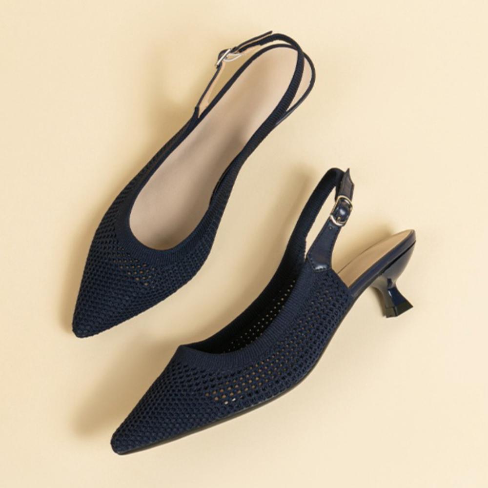 Women Sandals Sharp Pointed Shallow Mouth Slim Heel Women's Shoes Knitted Comfortable High Heels Knitted Breathable Sandals