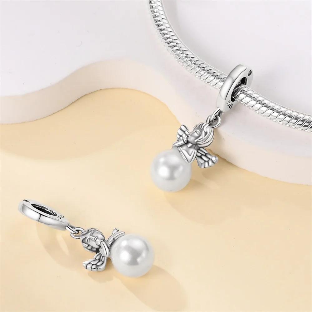 Decorative Charms Plata Originales Pearl Angel Beads For Charms Copper Chic Bracelet Beads Jewellery Making Women'S Gift