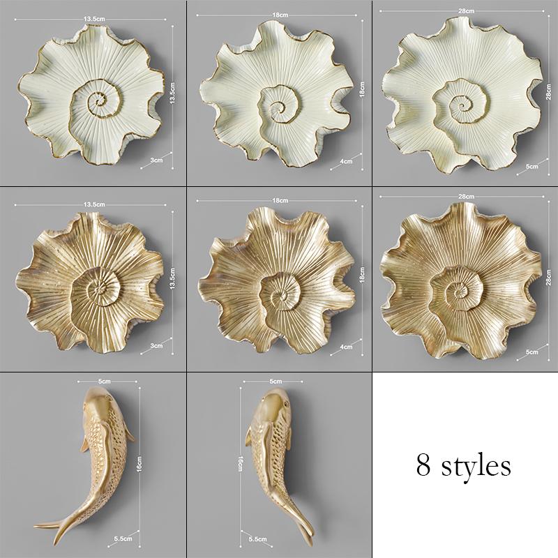 Nowoczesne Żywiczne Ozdoby Wiszące na Ścianę w Kształcie Liścia Lotosu Rzemiosło Koi Estetyczne Dekoracje do Domu Salon Tło TV Naklejka Ścienna 3D Dekoracja Artystyczna