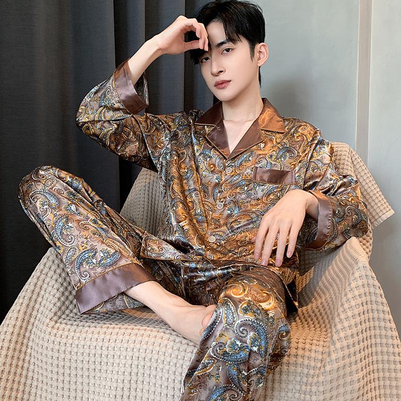 Men's Spring/Summer 2024 Ice Silk Pajamas - Short & Long Sleeve Set
