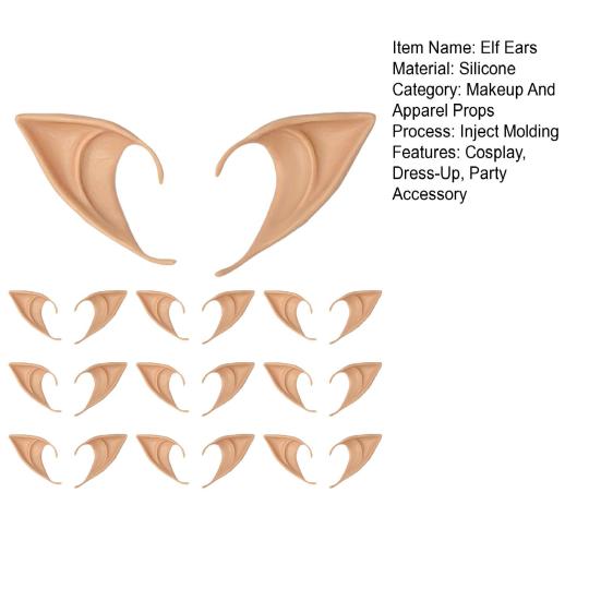 10 Pairs Fairy Pixie Elf Ears Soft Pointed Fairy Ears Party Cosplay Dress Up Costume for Halloween Elven Masquerade Makeup Accessories