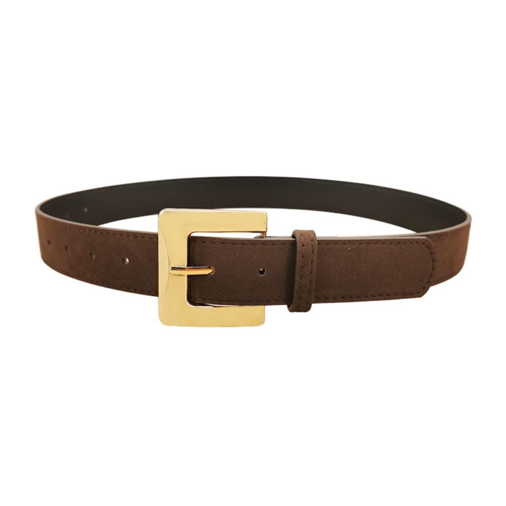 

Trendy Square Pin Buckle Suede Leather Belt Luxury Design Versatile Women Waist Belt Wide Waistband Coat Skirt Decoration кофейный
