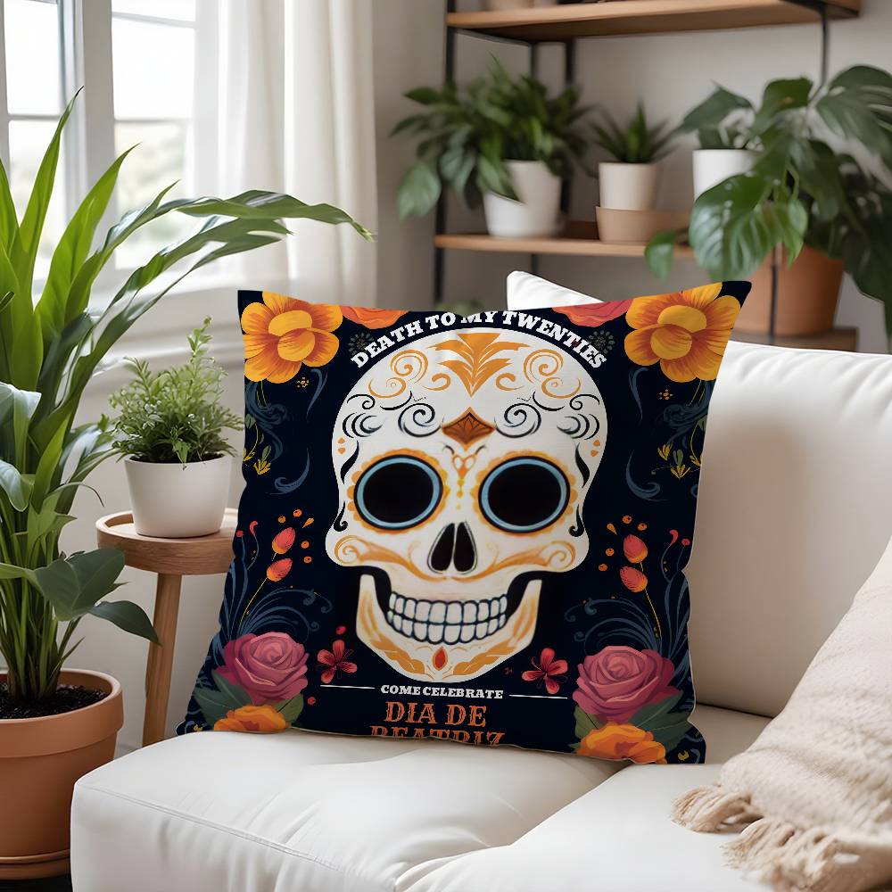 Day Of The Dead Pillow Case Plush Fabric Soft Pillowcase Double Sided Print Cushion Cover Household Gifts