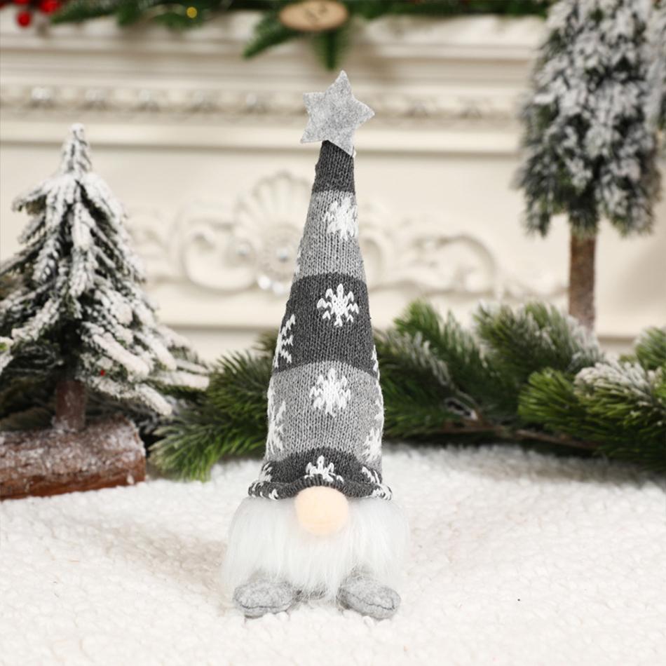 

Christmas Faceless Doll Gnome Ornaments LED Light Plush Knitting Crafts Tree Pendant Christmas Decorations for Home Kids Durable Gift