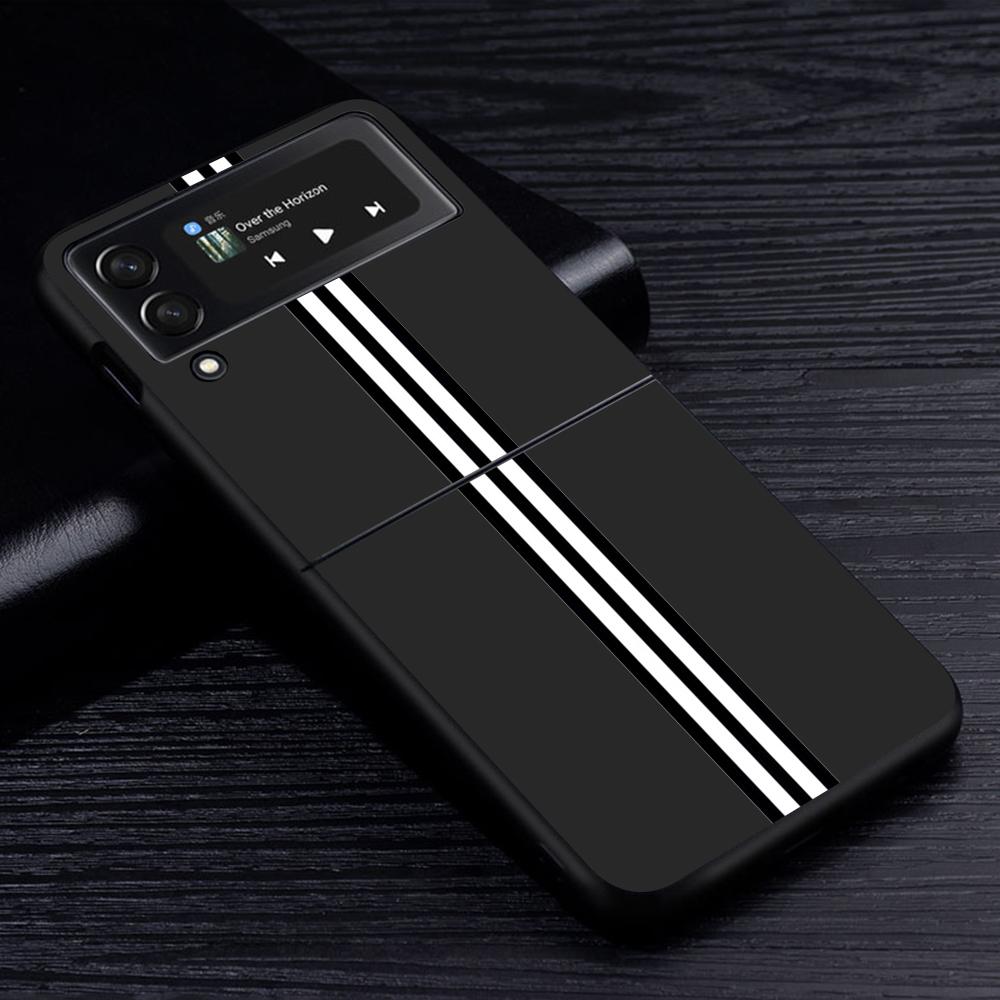 Husă Telefon Mobil pentru Samsung Galaxy Z Flip3 Flip4 5G Negru Coque Z Flip 3 Husă PC Dură de Lux Zflip3 Funda Dungi Marcă Sport