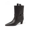 Womens Pointed Toe Chunky Heel Ankle Boots 5cm British Style Fashion Short Winter