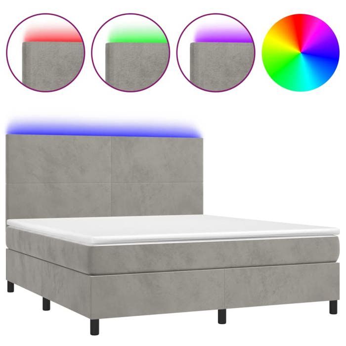 VidaXL Slatted Bed Base with LED Mattress, Upholstered Bed, Double Bed, Adult Bedroom Interior Bed, 3136011