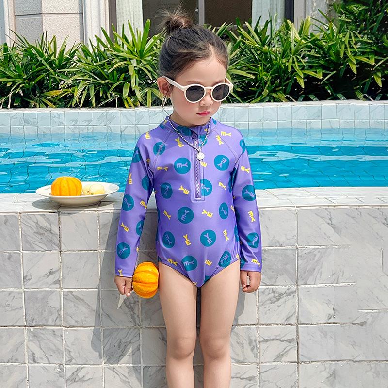 

2025 Девочки Двухцветный Купальник с Буквами - Стильный Слитный Купальник для Пляжной Одежды на Отпуск 90 cm синий