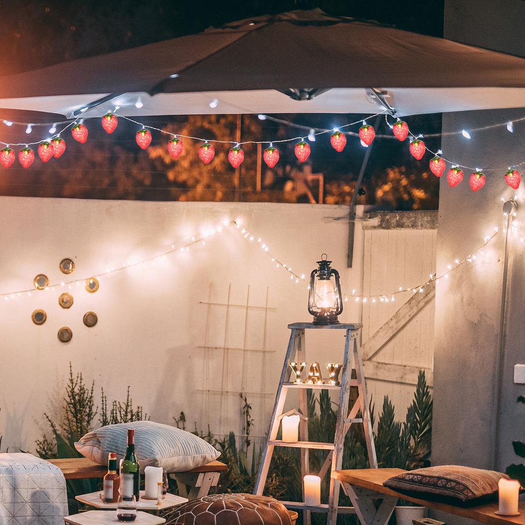 6,5FT 10-LED Erdbeer-Lichterkette Weihnachts-Dekorative Lichterketten LED Dauerlicht Modus für Festivals Ostern Karneval Partys