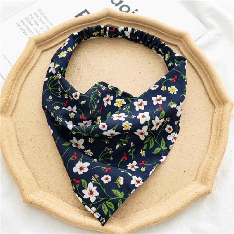 Floral Elastic Headscarf, Women's Floral Fabric Headscarf, Triangular Headband Hair Accessory