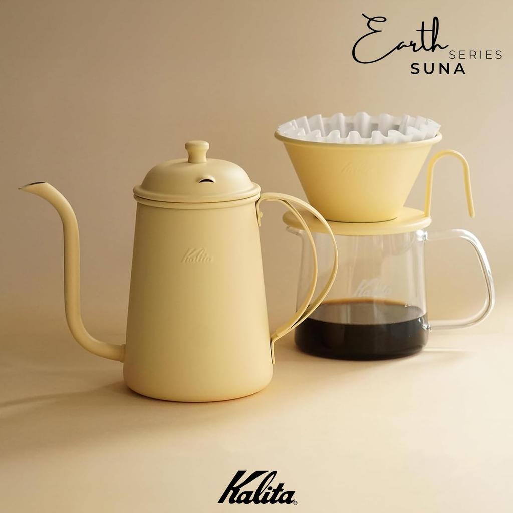 Kalita Earth Series SUNA Coffee Dripper, Wave Series, Stainless Steel, for 2-4 People, WDS-185, Handcrafted in Japan by Tsubame Artisans, #05150