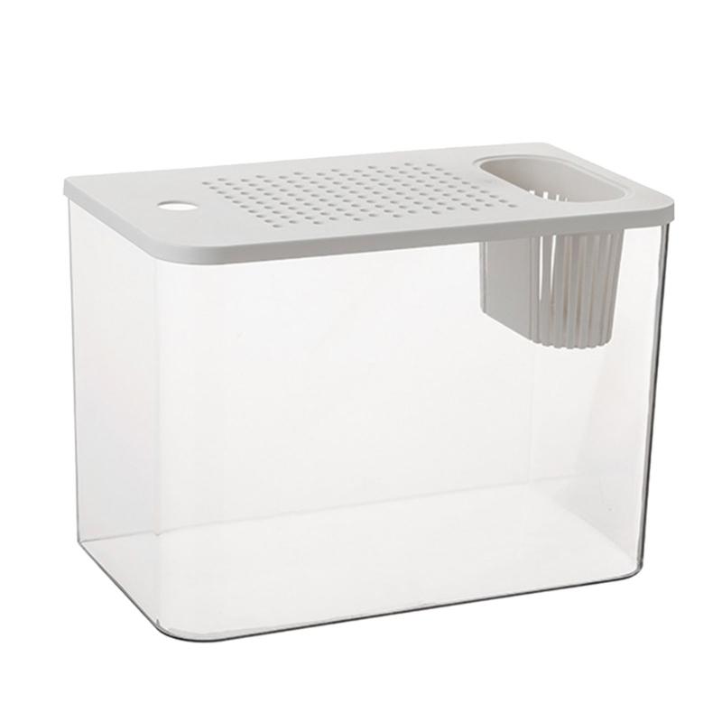 Clear Fishtanks With Safe Lid and Water Plant Holder For Gold Fish Home Desktop Decoration Aquariums Tanks