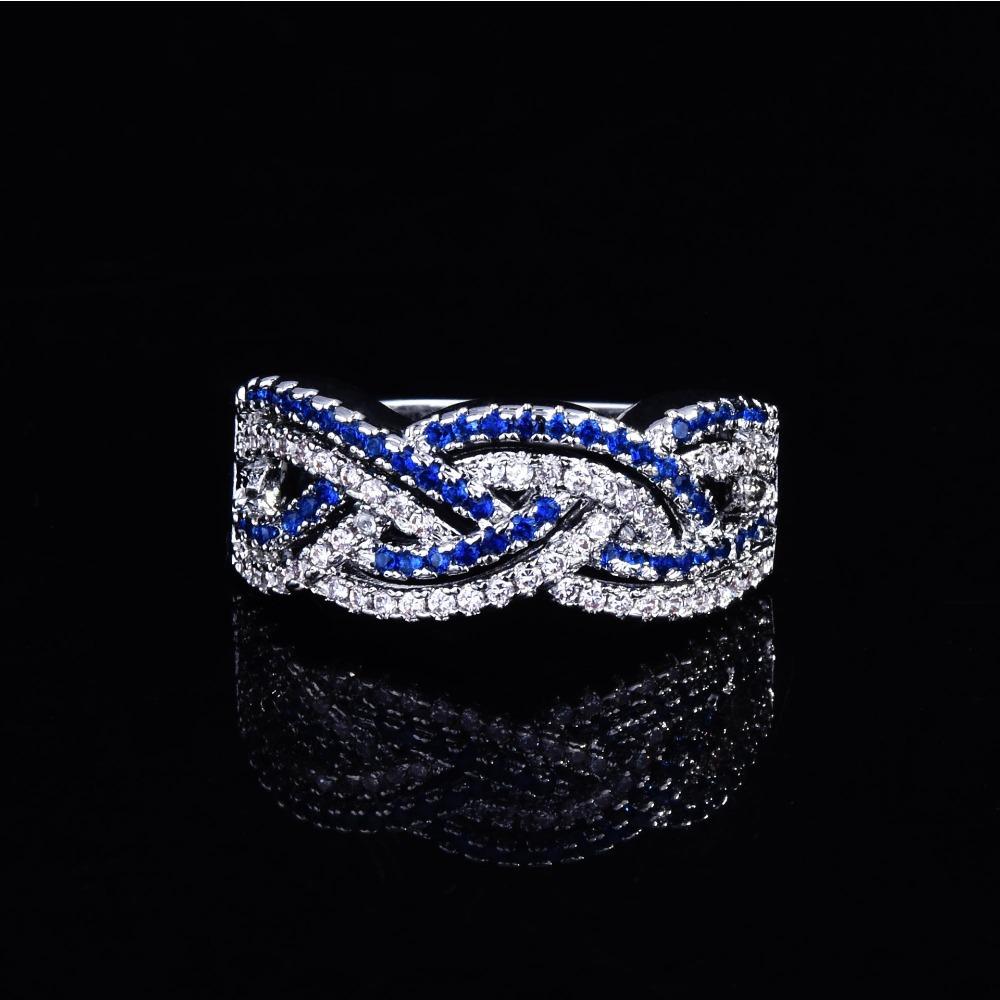 

Women Double Row Micro Pave Two Tone Zircon Rings Real Gold Plated Fashion Jewelry Accessories no. 6 платиновый