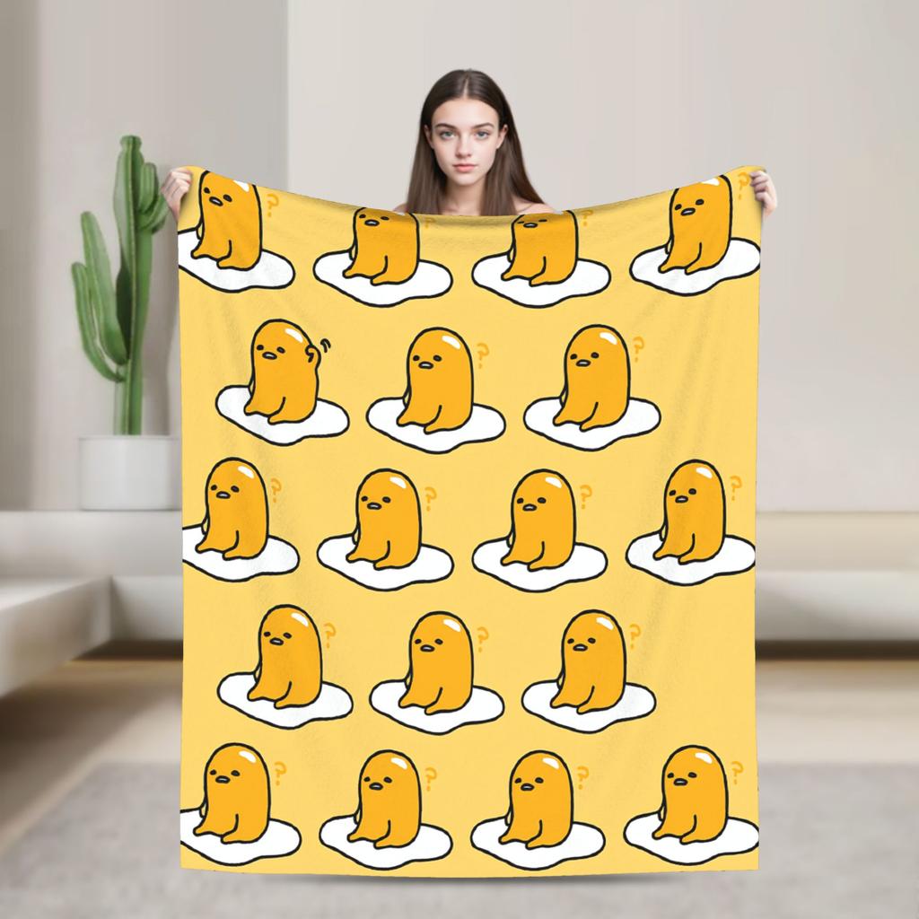 Lazy Egg Gudetama Flannel Blankets Winter Super Warm Throw Blanket for Child Bedroom Funny Bedspread Sofa Bed Cover