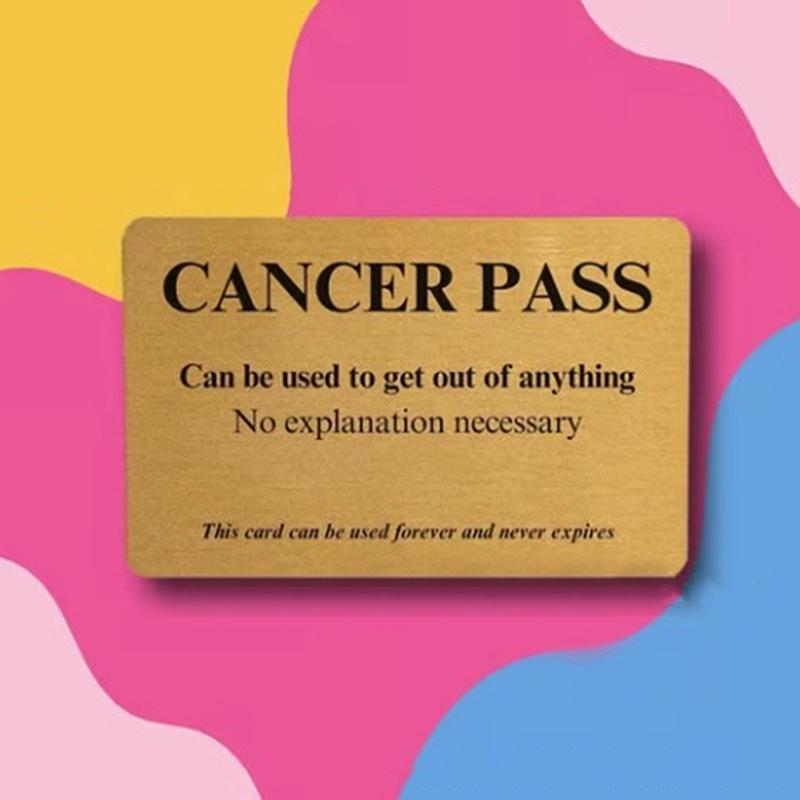 

Рак Пропуск Язык В Щеку Юмор Удостоверение личности Юмористический Алюминиевый Металл Рак Карта Для Пациентов Поддержка Химиотерапии Черный Юмор