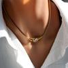 316L Stainless Steel Snakehead Shining Zircon Necklace Trendy Neck Chain Choker Collar Waterproof Jewelry For Women