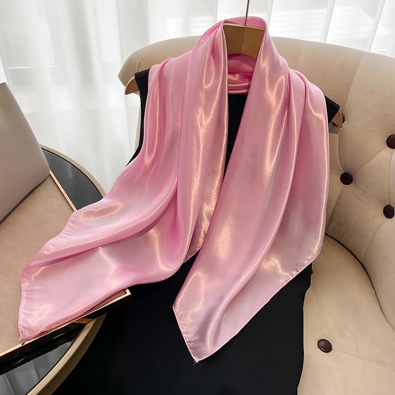 Solid Color Fashion Elegent Shawl Square Scarf For Women Summer Sun Protection Hijab Neckerchief Female Wraps Bandana