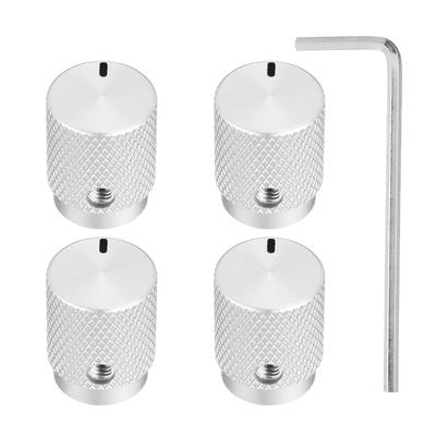 Uxcell Potenciómetro de Aluminio ID x DE x Perillas de Control Universales para Ovaladas Paquete de 4 Perillas, 1/4" (6 mm) 1/2 " (12.5 mm) 5/8 " (16 mm) Altura, Volumen/Tono