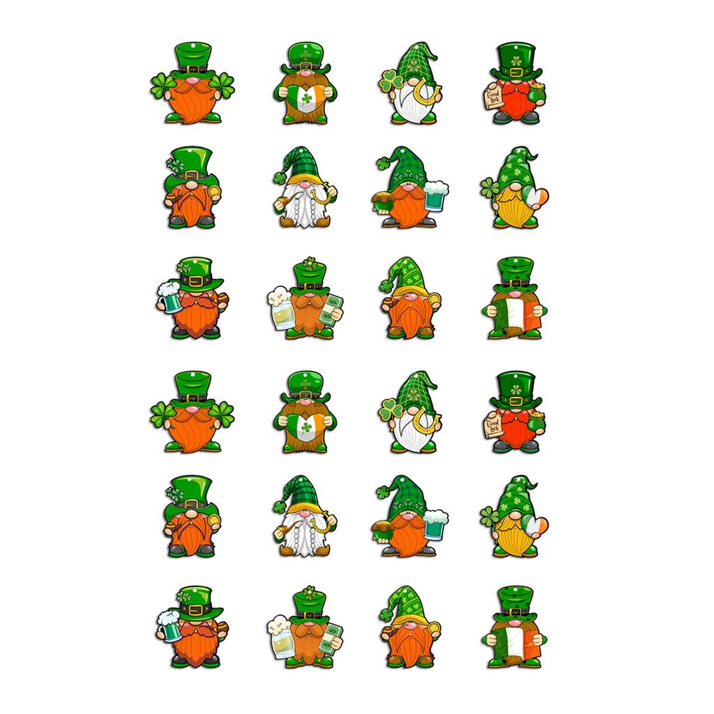 Unique Wood Embellishment Set of 24pcs Patrick's Day Doll Pendants for Holiday Decorations and Irish Celebrations
