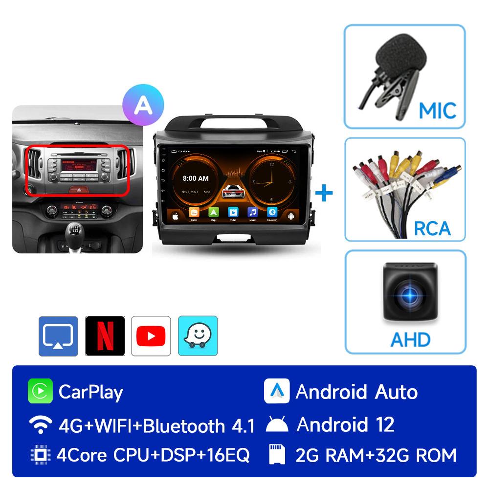 JIUYIN AI Voice 2 Din Android Auto Radio For KIA Sportage 3 2010-2016 Carplay 4G Car Multimedia GPS 2din Autoradio