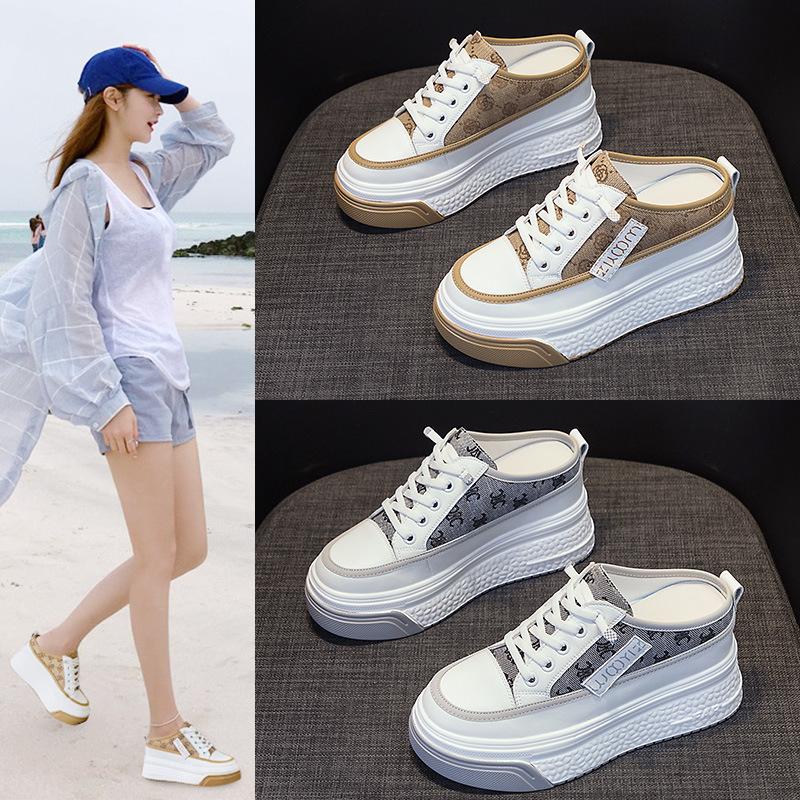 Little white shoes women's 2025 new inner height-increasing women's shoes thick-soled mesh breathable casual shoes versatile bag head slippers women's