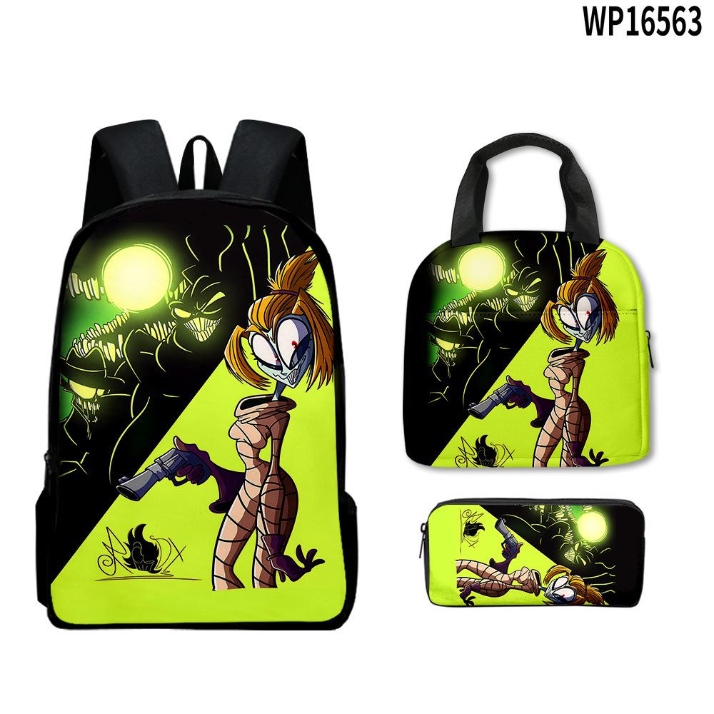 Classique Nouveauté Cool Nouveau Le Quartier des Lumières Impression 3D 3 pièces/Ensemble élève Sacs d'école Sac à dos pour ordinateur portable Sac à dos pour la journée Sac à lunch Trousse à crayons